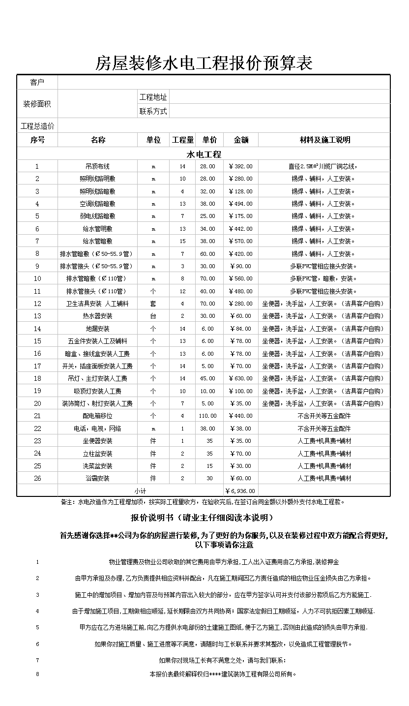 裝修水電安裝預(yù)算_廈門裝修設(shè)計預(yù)算_裝修水電價格預(yù)算